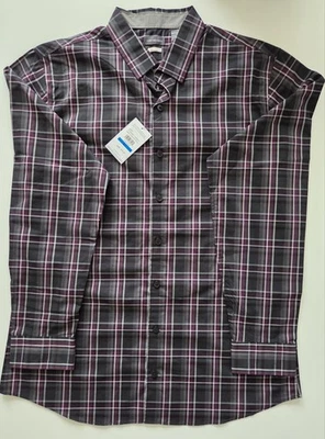 NWT Van Heusen Button Down Shirt Mens Sz XLT Stain Shield Black Plaid Big & Tall - Image 1 of 4