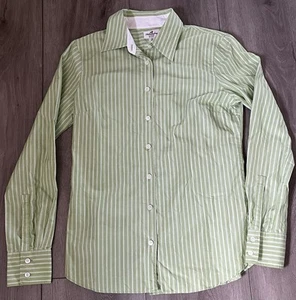 Camisa J CREW Haberdashery para mujer talla S manga larga abotonada a rayas verdes - Imagen 1 de 8