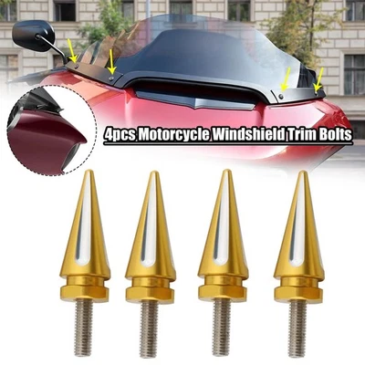 4 крепежных болта отделки лобового стекла с золотым шипом для Harley Road Glide FLTRX 98-25 - Изображение 1 из 4