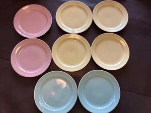 Lu-Ray Pastels TS&T 1940/50's Vtg 8 Plates 6.5" LuRay Yellow Pink Green - Picture 1 of 9