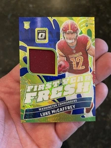 Luke McCaffrey 2024 Panini Donruss Optic First Year Fresh Patch RC Commanders - Picture 1 of 2
