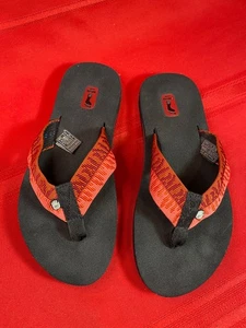 Teva Mush Women's Flip Flop Sandal Sz 7 Reds Straps Black Sole Great Condition - Picture 1 of 23