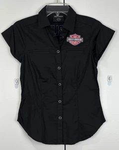 NUEVA Camisa Negra Harley-Davidson Front Snap XS para Mujer Logotipos Bordados Nueva con Etiquetas - Imagen 1 de 6