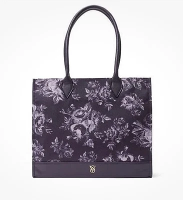 NWT Victoria's Secret Floral Book Weekender Tote Travel Bag Large Purple Flowers - Image 1 of 4