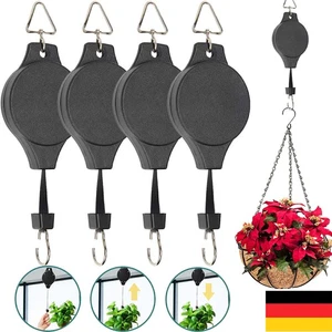 4PCS STRONG RETRACTABLE HANGING BASKET PULLEY Pull Down Plant Hanger Hook CZ - Picture 1 of 18