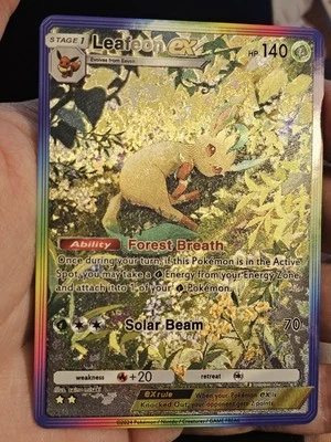 Leafeon ex 82/96 Pokemon TCG Pocket Triumphant Light Custom Textured Fanart Card - Image 1 of 4