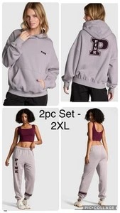 Victoria’s Secret Pink Violet Ashes 2pc outfit pullover hoodie, sweatpants 2XL - Picture 1 of 10