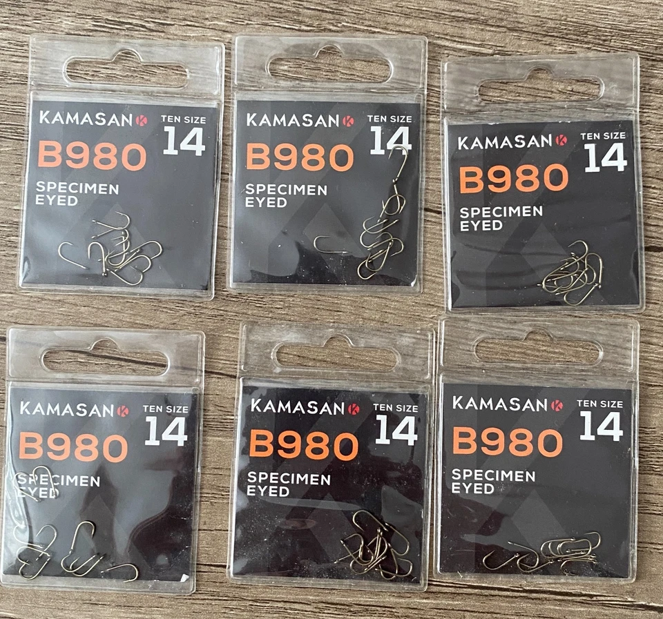 KAMASAN B980 SPECIMEN BARBED EYED HOOKS-6 Packs-size 14 - Image 1 of 1