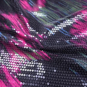 Klar Pailletten Stoff 80er 90er Pop Art Druck Satin Fuchsia Kostüm 56" Meterware - Bild 1 von 5