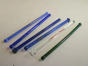 6 Vintage Glas Rührstab Rührstäbchen Rührlöffel verschiedene Werbemarken - Bild 1 von 9