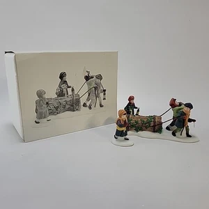 Retired Department 56 Heritage Village Dickens Bringing Home The Yule Log 55581P - Picture 1 of 7