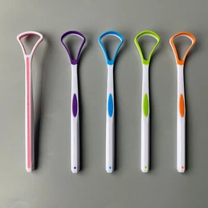 5P Tongue Scraper Cleaner Adults Kids Oral Hygiene Scrapers Bad Breath Cure Tool - Picture 1 of 13