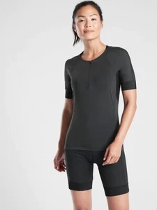 Maglia ciclismo ATHLETA Velo, nuova con etichette, taglia XS, nera, ciclismo, riflettente, prezzo al pubblico consigliato $108 - Foto 1 di 4