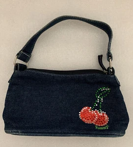 VTG EUC Mini Blue Denim Bag With Studded Red Cherry Cute Purse For A Little Girl - Picture 1 of 7