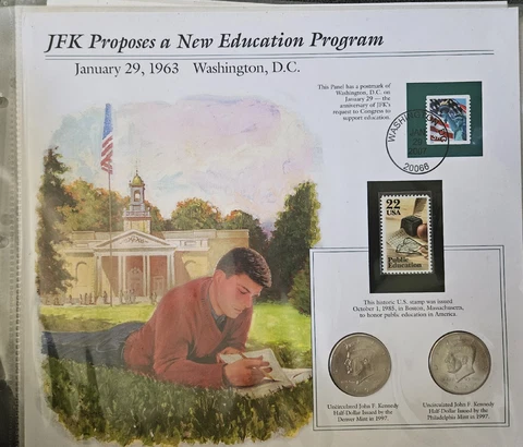 1997 JFK Silver Half Dollars (D&P) & Stamp Set - Postal Commemorative Society Cover