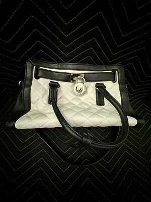Bolso Bandolera Grande MICHAEL KORS MK Riley Óptico Cuero Cosido Blanco Foto 1 de 4