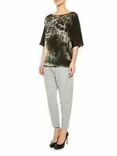 Max Mara Women Silk Top Villa Bobcat Print Shirt Blouse Short Sleeve S/M $635 NW