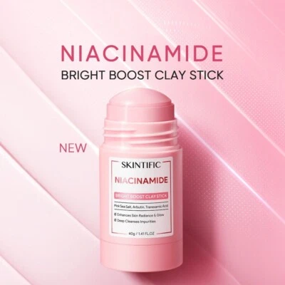 SKINTIFIC Niacinamide Bright Boost Clay Stick 40g | Brightening Mask US Free Tax - Image 1 of 4