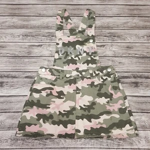 DKNY Size 6 Kids Girls Overall Skirt Button Camouflage Logo Sleeveless - Picture 1 of 7