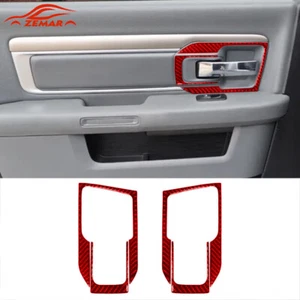 Red Carbon Fiber Rear Door Handle Frame Trim For RAM 1500 2013-2015 Accessories - Imagen 1 de 11