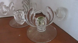 De colección~JUEGO DE 2 Vidrio 3 PORTAVELAS CANDELABRO CÓNICO - Imagen 1 de 3