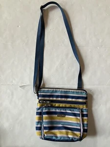 Baggallini blau gelb rosa gestreift Crossbody Handtasche Schultertasche gebraucht, in einwandfreiem Zustand  - Bild 1 von 4