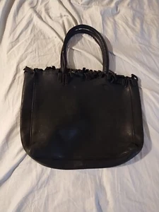 Salvatore Ferragamo Black Leather Fringe Tote Bag . - Picture 1 of 15
