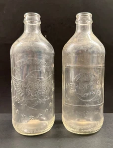 1976 Pair Of PEPSI-COLA Bicentennial Embossed Glass Bottles Free Shipping - Picture 1 of 6
