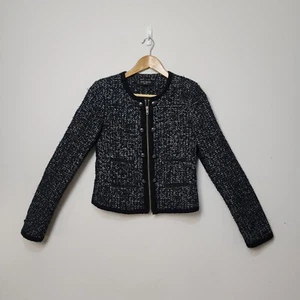 Just Jeans Jacket womens 6 Black Knit Zip Up Blazer - Picture 1 of 13