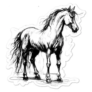 Dibujo de caballo, pegatina de calcomanía de vinilo, interior exterior, 3 tamaños, #9974 - Imagen 1 de 1