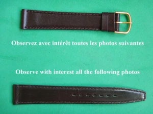 16 mm BRACELET VEAU BOX VÉRITABLE MARRON LISSE COUSU TOP FABRICATION FRANCAISE - Picture 1 of 16