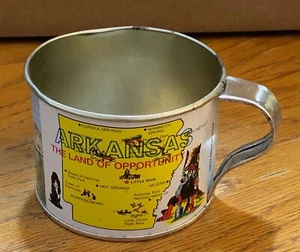 Arkansas Souvenir Cup Metal Vintage Original 1960's Tin State NOS Souvenirware - Picture 1 of 11