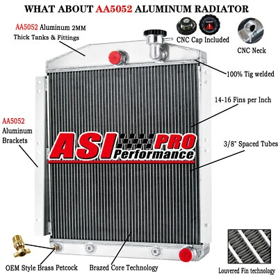 3 Row Aluminum Radiator For 1948-1954&53 Chevrolet GMC Truck Pickup 3100 3600 V8 - Image 1 of 4