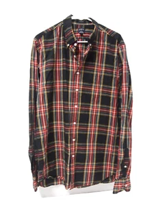 J.Crew Mens Shirt LT Tall Flex Washed Black Red Tartan Plaid Long Sleeve Button - Picture 1 of 5