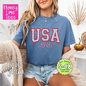 USA Coquette Bow Memorial Day and July 4th Tank Top, Sweatshirt, T-Shirt - Bild 1 von 4