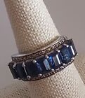 925 Sterling Silver Multiple Emerald Cut Gemstone Ring Size 8