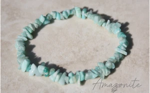 🌸Natural Amazonite Chip Beads Bracelet Healing Semi Precious Crystal Elasticate - Picture 1 of 3