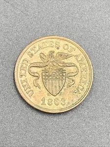 1863 Civil War Token Not One Cent Eagle On Shield - Imagen 1 de 10