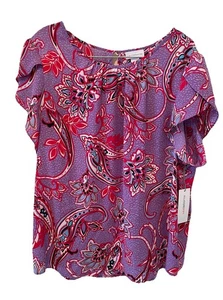 Neu mit Etikett - lila geblümte Paisley Liz Claiborne XL Bluse - UVP $ 40 - - Bild 1 von 11