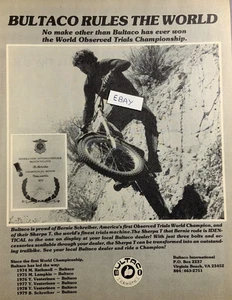 Printanzeige 1980. 1980 Bultaco Sherpa T. Bernie Schreiber, Trials World Champion - Bild 1 von 2