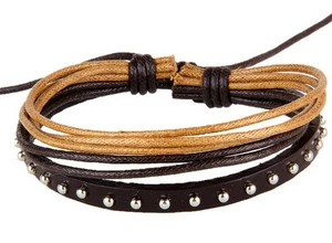 Men's and Women's Leather Bracelet Multi-layer Punk Bracelet Spike Bracelet Gift - Picture 1 of 3