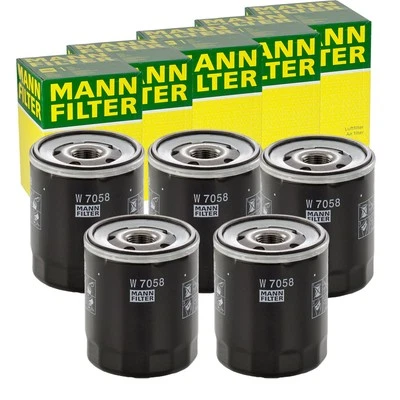 5x MANN-FILTER W 7058 FILTRE À HUILE AVEC CLAPET ANTI-RETOUR FILTRE À VISSER - Photo 1/3