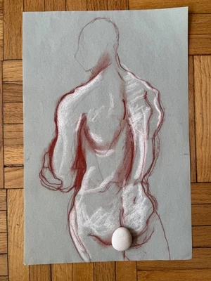 De colección 1970 Académico Masculino Físico Retrato Hombre Dibujo Gay Int 12 x 18 Foto 1 de 4