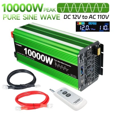 5000W/10000W Power Inverter Pure Sine Wave 12V to 110V 4AC 50Hz/60Hz Converter - Image 1 of 4