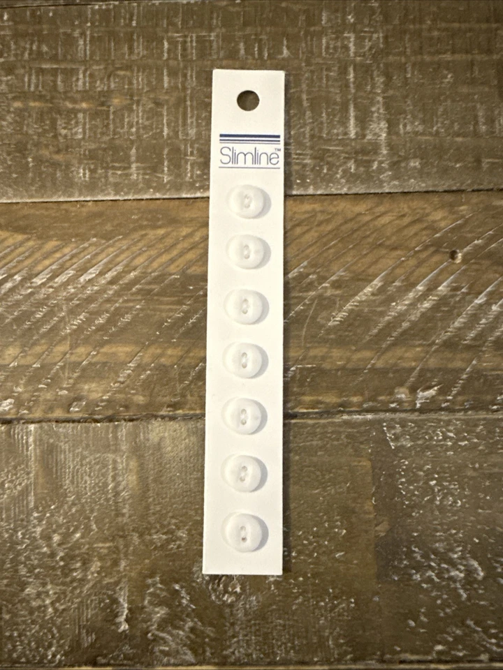 6 Pack Slimline Buttons -White 2-Hole 3/8" 7/Pkg SL-111A