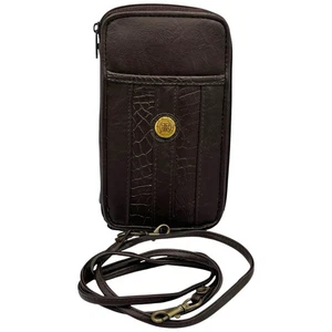 Vintage Pacific Connections Brown Faux Leather Clutch Cross Body Purse - Picture 1 of 7