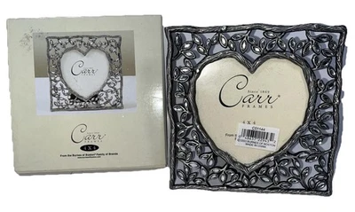 Carr International Silver  Heart Picture Frame Clear Gemstones Branch Pattern - Image 1 of 4