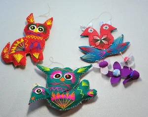 LOTE de adornos étnicos hechos a mano de colección arte popular colorido tela hinchada puntada AB - Imagen 1 de 17