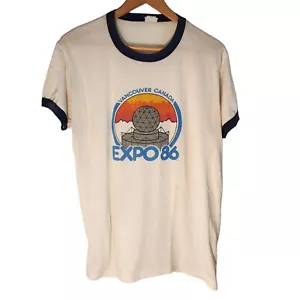 Original Vintage Vancouver Canada Expo 86 Ringer T Shirt Medium 1986 80s - Bild 1 von 5