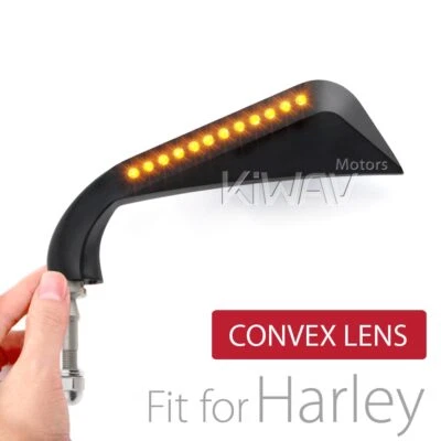 KiWAV Axe mirrors convex version built-in amber led fits Harley V-Rod Dyna - Imagem 1 de 4